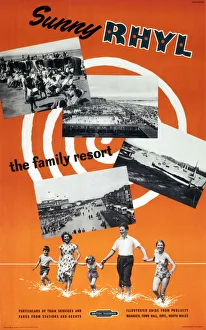 Sunny Rhyl - The Family Resort, BR (LMR) poster, 1955 Sunny Rhyl - The Family Resort, BR (LMR) poster, 1955