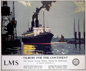 Tilbury for the Continent, LMS poster, 1923-1947