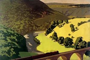 Derbyshire Gallery: Train crossing Monsal Dale Viaduct, 1923-1947