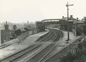 View into station from the South, taken from steps of public footbridge. Main buildings View into station from the South, taken from steps of public footbridge. Main buildings