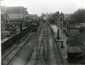 View west from South Road at Saffron Walden Station. Unloading bank on left run-round View west from South Road at Saffron Walden Station. Unloading bank on left run-round