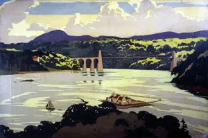 Menai Suspension Bridge Print, 1922-1947 Oil Painting