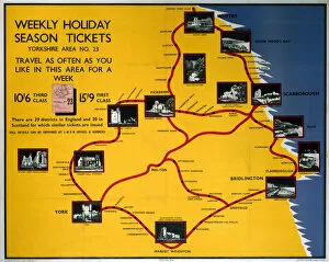 Images Dated 30th June 2003: Weekly Holiday Season Tickets - Yorkshire, LNER poster, 1923-1947