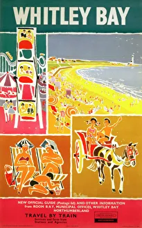 <b class=qtipBold><figcaption>'Whitley Bay', BR poster, 1962</figcaption></b><br>Poster produced for British Railways (BR) to promote rail services to Whitley Bay, Tyne and Wear. Artwork by Peter Kesteven. <br><em>© Please read our licence terms. All digital images must be destroyed unless otherwise agreed in writing.</em> 'Whitley Bay', BR poster, 1962