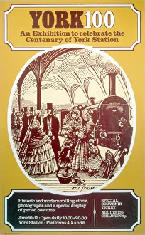 <b class=qtipBold><figcaption>'York 100' BR poster, 1977</figcaption></b><br>British Rail (Eastern Region) poster; 'York 100 - An Exhibition to celebrate the Centenary of York Station'. Artwork by Eric Fraser. <br><em>© Please read our licence terms. All digital images must be destroyed unless otherwise agreed in writing.</em> 'York 100' BR poster, 1977