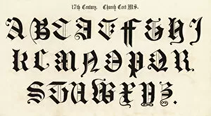 Images Dated 1st March 2011: 17th Century Script Style Alphabet