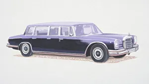 1960s super-luxury eight-seater Mercedes-Benz, side view 1960s super-luxury eight-seater Mercedes-Benz, side view