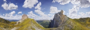 360 panoramic view of the Aferer Geisler mountains, Villnoesstal valley 360 panoramic view of the Aferer Geisler mountains, Villnoesstal valley