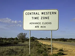 45 minute time zone signs, Nullabor, Australia 45 minute time zone signs, Nullabor, Australia