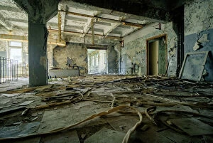 Ukraine Collection: An abandoned building in the deserted city of Pripyat, near the Chernobyl nuclear power plant