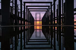 Buddhist Architecture Collection: Abandoned Building With Water Reflection