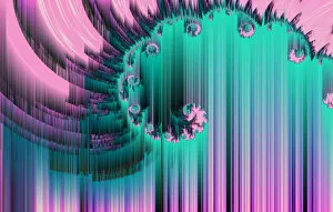 Fractal Collection: Abstract Distorted Glitch Pink Green Floral Digital Fractal Texture Colorful Background