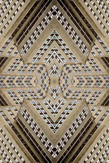 Abstract image: kaleidoscopic image of the facade of the Empire State Building tower in Abstract image: kaleidoscopic image of the facade of the Empire State Building tower in
