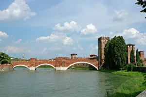 Adige at Castelvecchio, Castelvecchio, Verona province, Veneto, Italy