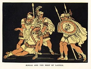 <b class=qtipBold><figcaption>Aeneas and the body of Lausus</figcaption></b><br>Aeneas and the body of Lausus a scene from Virgil's Aeneid.<br><em>© duncan1890</em> Aeneas and the body of Lausus