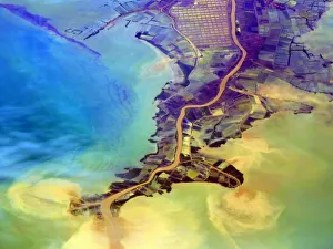 Images Dated 19th December 2014: Aerial of flooding river discharging eroded soil, silt and other sediments into the Java Sea