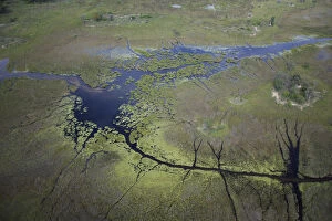 aerial view, beauty in nature, botswana, day, horizontal, lake, landscape, nature