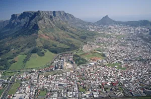 Aerial View of Cape Towns Central Business District with Lion Head Mountain in Background Aerial View of Cape Towns Central Business District with Lion Head Mountain in Background