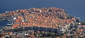 Aerial view of Dubrovnik old town and city walls Aerial view of Dubrovnik old town and city walls