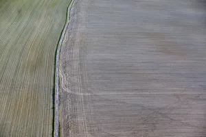 Aerial view, field with road, Elbe Sandstone Mountains, Saxony, Germany, Europe Aerial view, field with road, Elbe Sandstone Mountains, Saxony, Germany, Europe