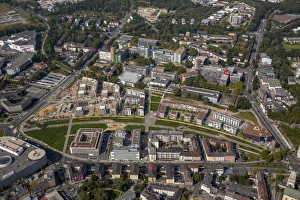 Aerial view, Grune Mitte, University District, Essen, Ruhr district, North Rhine-Westphalia Aerial view, Grune Mitte, University District, Essen, Ruhr district, North Rhine-Westphalia