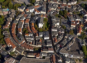 Aerial view, historic centre with Erloserkirche, Church of the Redeemer, market square Aerial view, historic centre with Erloserkirche, Church of the Redeemer, market square