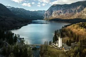 Images Dated 28th January 2019: Aerial view of Lake Bohinj, Slovenia