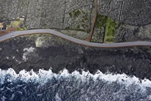 Aerial view looking straight down on the basalt walls of the Unesco listed World Heritage Aerial view looking straight down on the basalt walls of the Unesco listed World Heritage