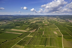 Aerial view, meadows and fields, Lengenfeld, Lower Austria, Austria Aerial view, meadows and fields, Lengenfeld, Lower Austria, Austria