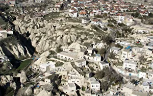 Aerial view of Ortahisar town, Cappadochia Aerial view of Ortahisar town, Cappadochia