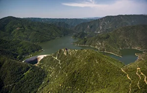 Aerial view, river Ter, Riu Ter, Susqueda Reservoir, Panta de Susqueda, Catalonia, Spain Aerial view, river Ter, Riu Ter, Susqueda Reservoir, Panta de Susqueda, Catalonia, Spain