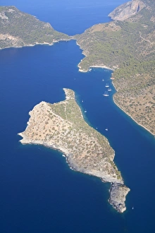 Aerial view, St. Nicholas Island in Fethiye, Turkish Aegean, Turkey, Asia Aerial view, St. Nicholas Island in Fethiye, Turkish Aegean, Turkey, Asia