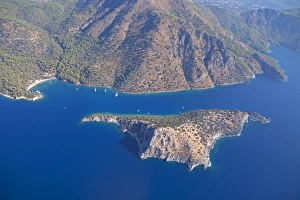 Aerial view, St. Nicholas Island near Fethiye, Turkish Aegean, Turkey, Asia Aerial view, St. Nicholas Island near Fethiye, Turkish Aegean, Turkey, Asia