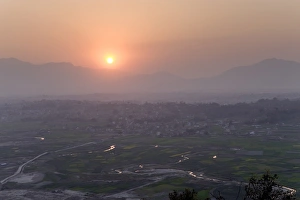 Aerial view of sunset over Kathmandu Aerial view of sunset over Kathmandu