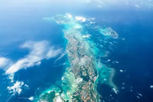 Aerial view of tropical island with coral reefs, Miyako-jima, Okinawa, Japan Aerial view of tropical island with coral reefs, Miyako-jima, Okinawa, Japan