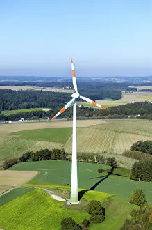 Images Dated 24th October 2011: Aerial view, wind turbine near Wolnzach, Pfaffenhofen an der Ilm district