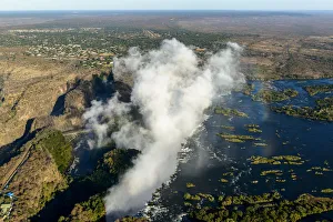Aerial view of Zambezi River Batoka Gorge and Victoria Falls. Livingstone. Zambia Aerial view of Zambezi River Batoka Gorge and Victoria Falls. Livingstone. Zambia