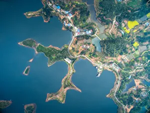 Aero photo of the Black Dragons lake in Sichuan Province, China Aero photo of the Black Dragons lake in Sichuan Province, China