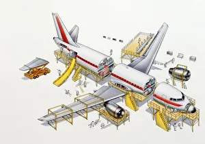 Airliner, expanded cross-section, elevated view Airliner, expanded cross-section, elevated view