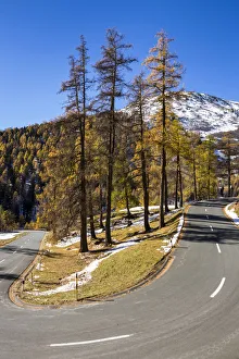 Albula pass road, autumn, Engadin, Canton of Graubunden, Switzerland Albula pass road, autumn, Engadin, Canton of Graubunden, Switzerland