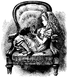 Alice playing with kitten illustration, (Alices Adventures in Wonderland) Alice playing with kitten illustration, (Alices Adventures in Wonderland)