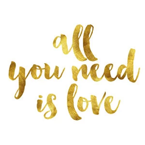 Images Dated 16th May 2016: All you need is love gold foil message