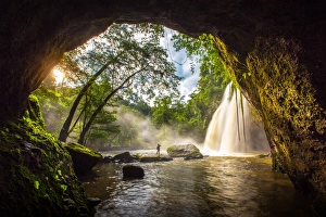 Amazing beautiful waterfalls in deep forest at Haew Suwat Waterfall in Khao Yai National Amazing beautiful waterfalls in deep forest at Haew Suwat Waterfall in Khao Yai National