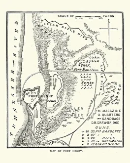 Battle Maps and Plans Gallery: American Civil War, Map of Fort Henry, Tennessee