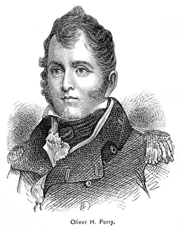 American naval commander Oliver Hazard Perry engraving 1895 American naval commander Oliver Hazard Perry engraving 1895