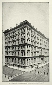 American Victorian architecture, First National Bank building, Dearborn and Monroe streets, Chicago, 19th Century American Victorian architecture, First National Bank building, Dearborn and Monroe streets, Chicago, 19th Century