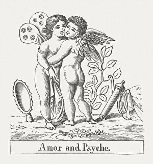 Images Dated 22nd August 2014: Amor and Psyche, Roman Mythology, wood engraving, published in 1878