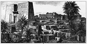 Ancient Egyptian Ruins of Apollinopolis Magna Engraving Ancient Egyptian Ruins of Apollinopolis Magna Engraving