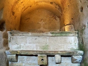 Ancient Sarcophagus In A Rock Church In Sassi di Matera, Basilicata, Southern Italy Ancient Sarcophagus In A Rock Church In Sassi di Matera, Basilicata, Southern Italy