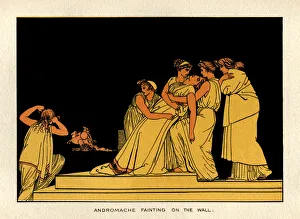 <b class=qtipBold><figcaption>Andromache fainting on the wall</figcaption></b><br>Andromache fainting on the wall. From aStories From Homera by the Rev. Alfred J. Church, M.A.; illustrations from designs by John Flaxman. Published by Seeley, Jackson & Halliday, London, 1878.<br><em>© Linda Steward</em> Andromache fainting on the wall